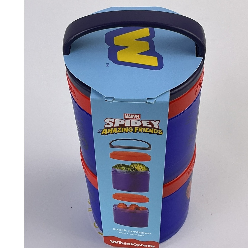 Marvel Spidey Amazing Friends Stackable Snack Container Two 1 Cup Jars Whiskware - Picture 4 of 5